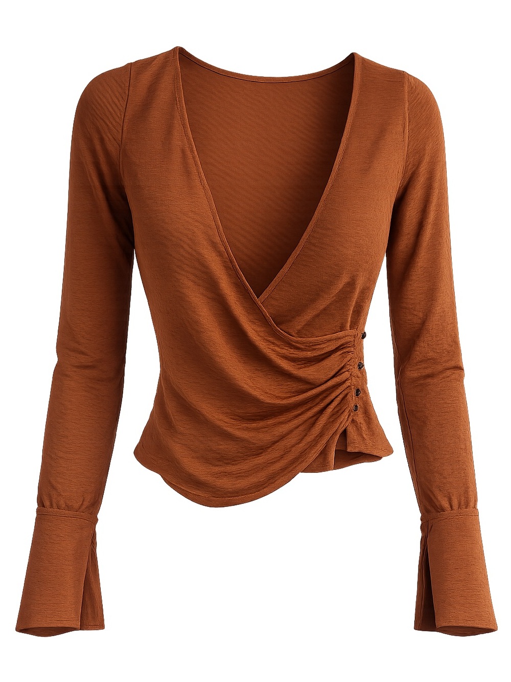 Free People Copper Wrap Blouse with Side Ruching